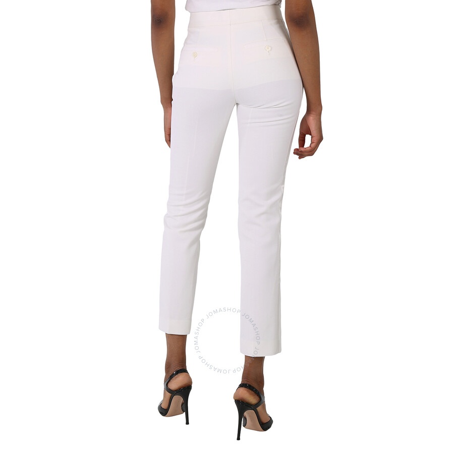 Burberry Optic White Silk Side Stripe Technical Wool Tailored Trousers - 6