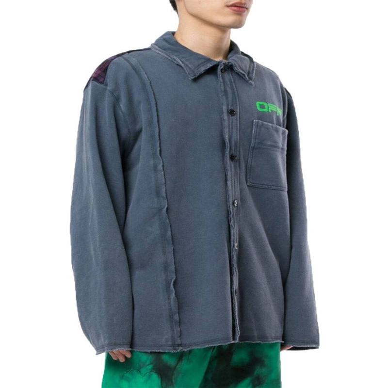 Off-White 오프 화이트 로고 인쇄 셔츠를 위로 단추 OMGA102R20E300083245 outlook