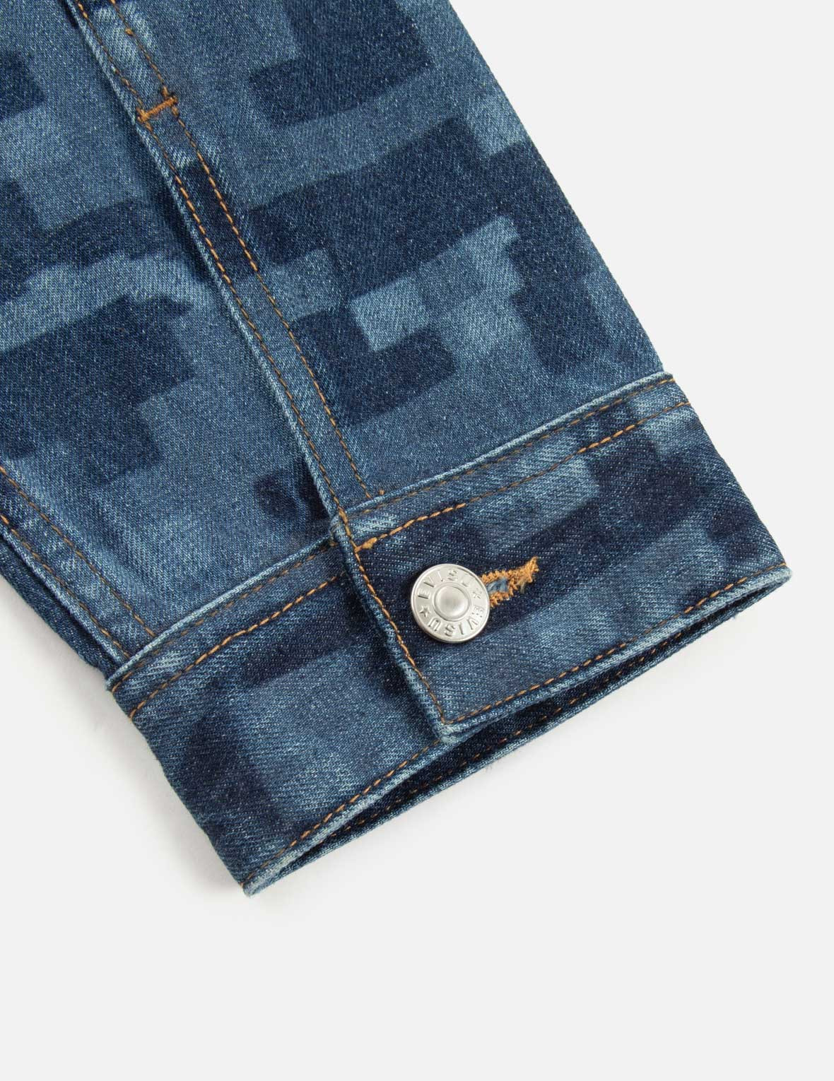 PIXEL SEAGULL EMBROIDERY AND PRINT OVERSIZED DENIM JACKET - 9