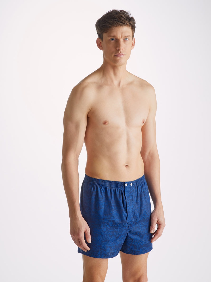 Men's Classic Fit Boxers Paris 25 Cotton Jacquard Navy - 2