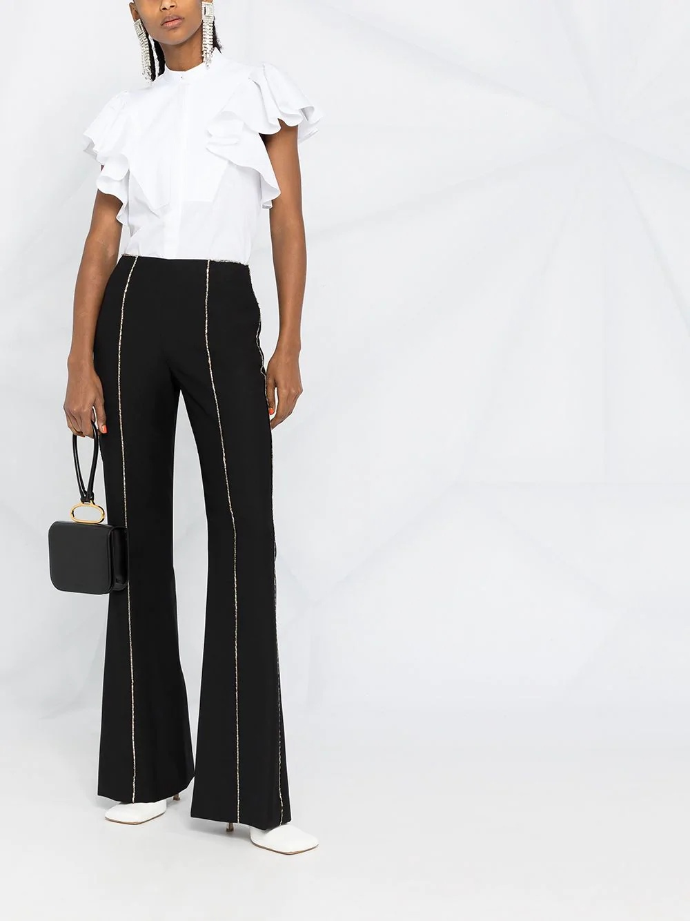 gem-embellished flared trousers - 2