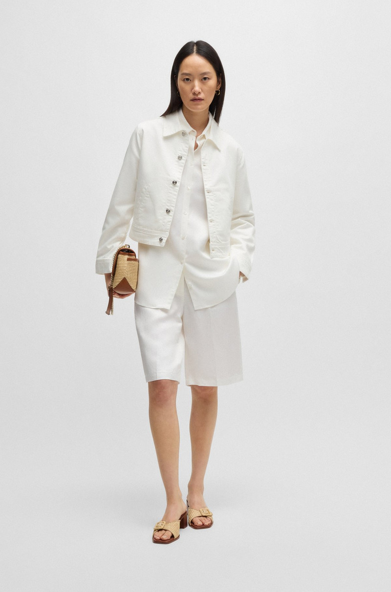 BOSS STRAIGHT-FIT DENIM JACKET IN WHITE EGYPTIAN COTTON outlook