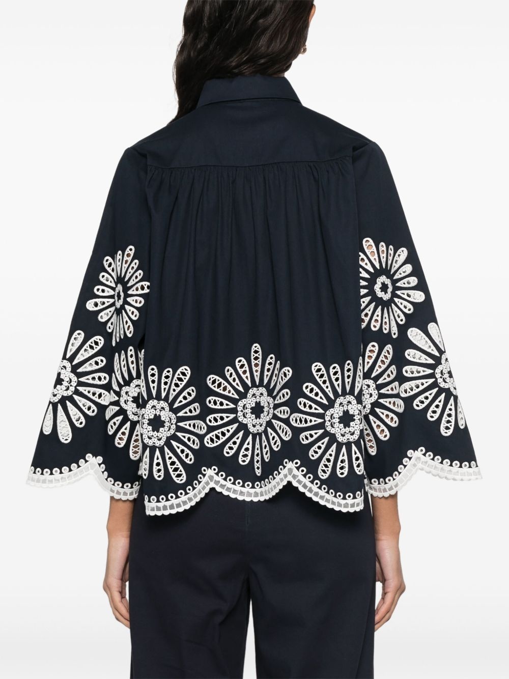 broderie anglaise-detail shirt - 4