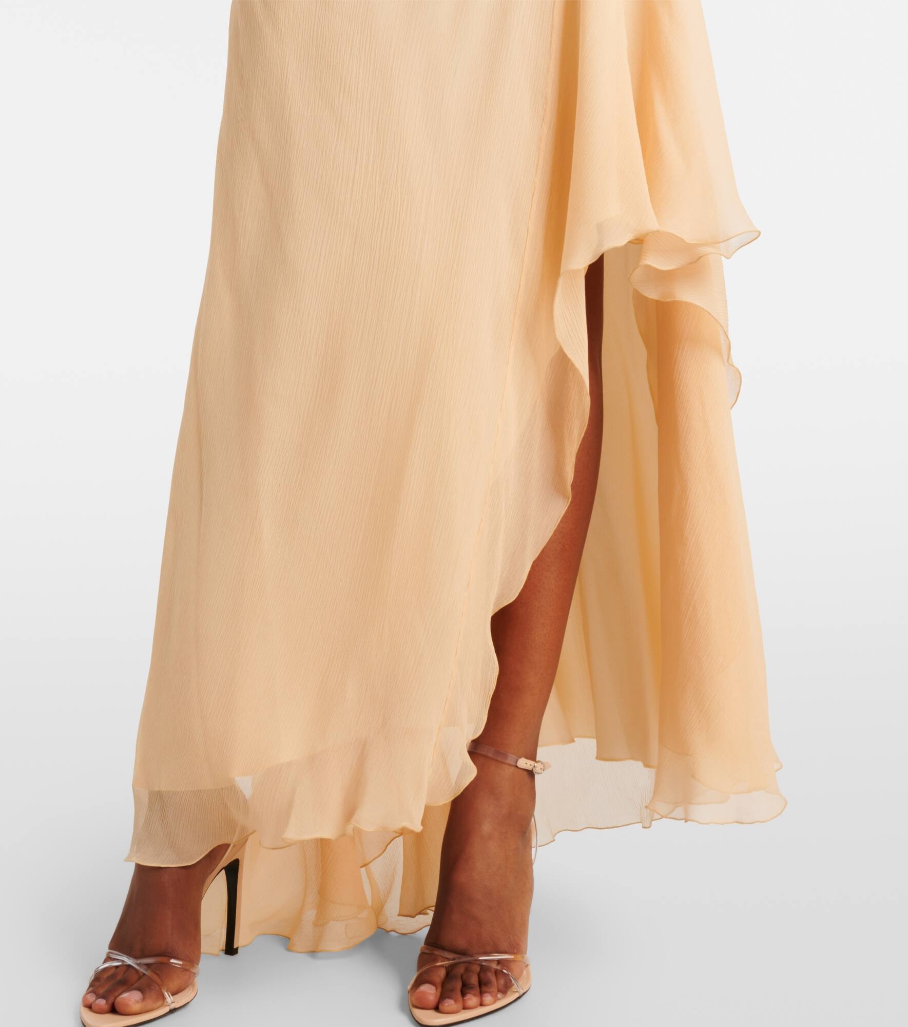 Draped one-shoulder silk maxi dress - 7