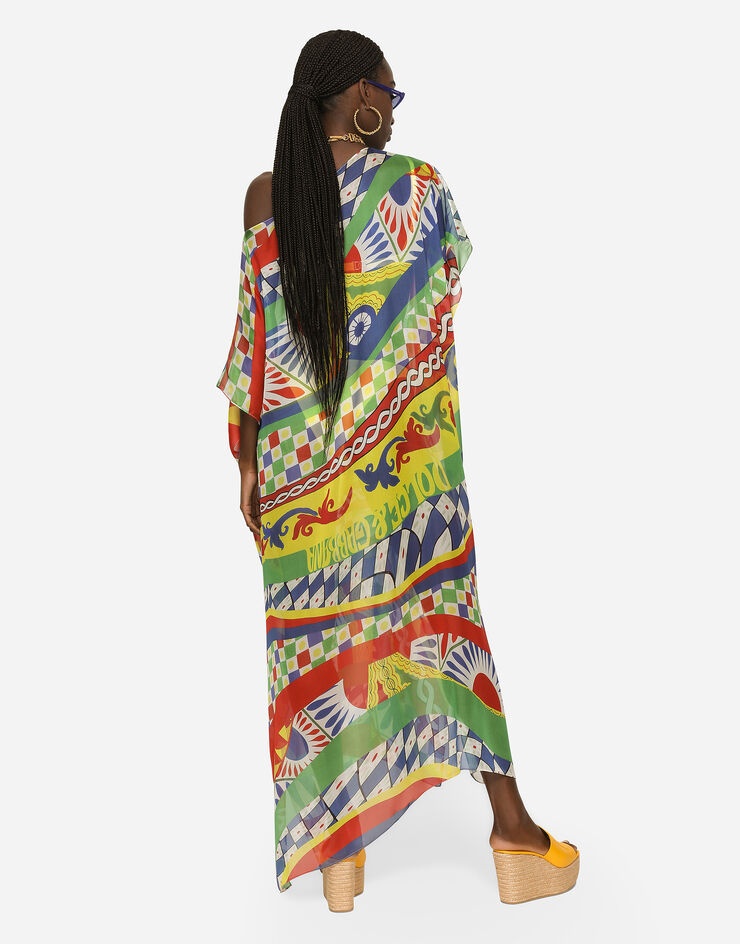 Carretto-print chiffon caftan - 3