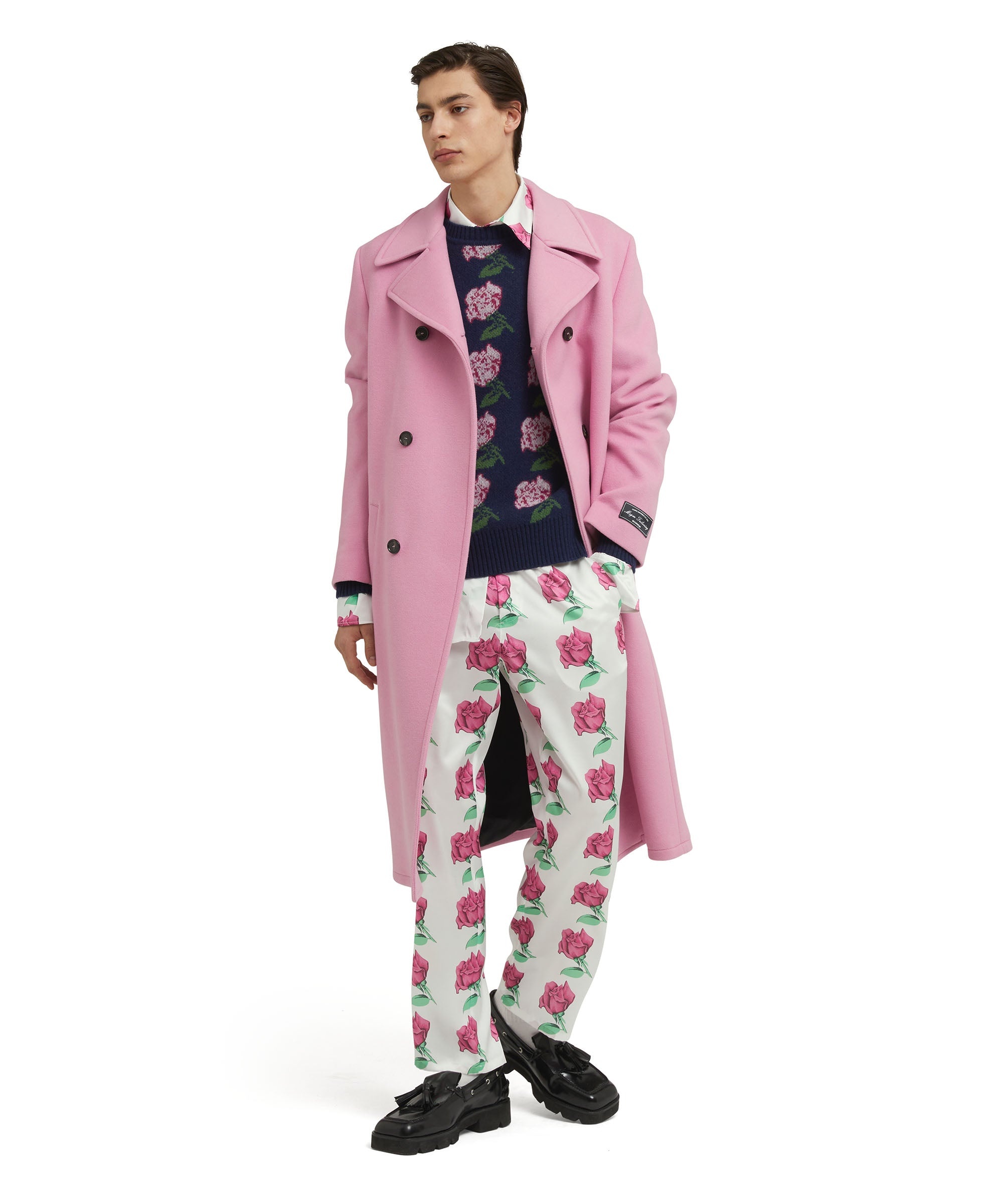 Trousers with "Emblem on Roses printed satin" print - 5