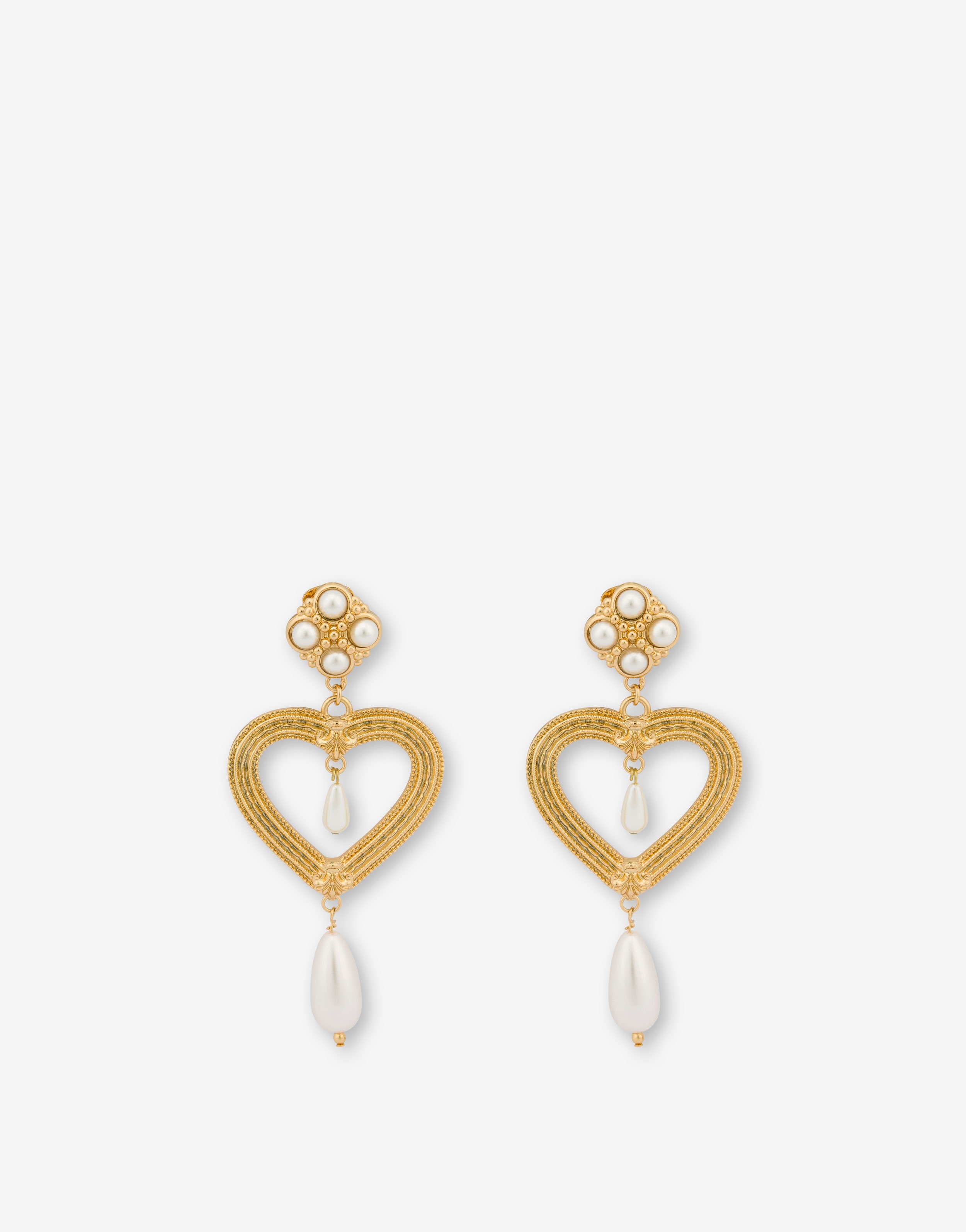 HEART DROP EARRINGS WITH PEARLS - 1