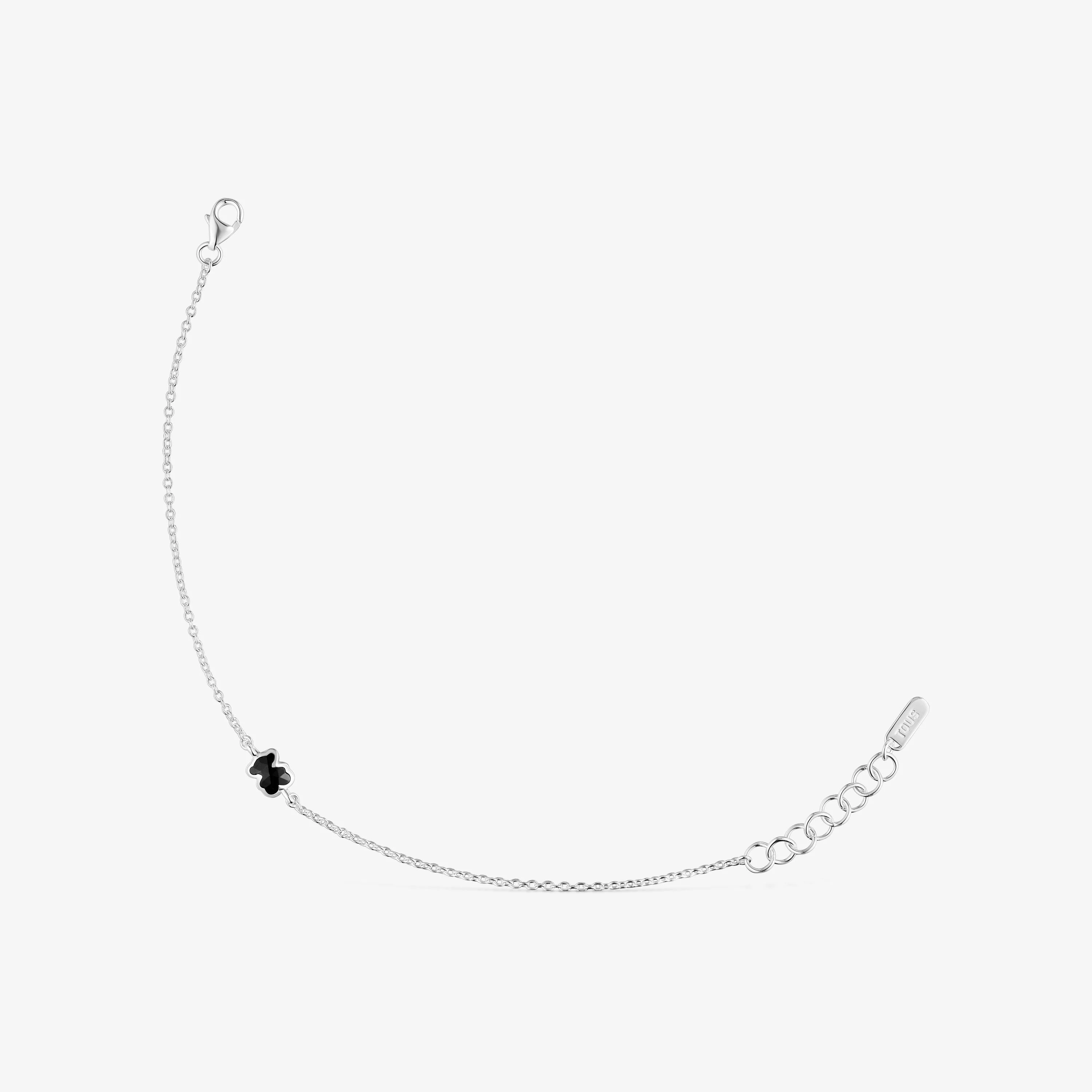 Silver chain Bracelet with 6 mm onyx bear motif TOUS Icon Color - 1