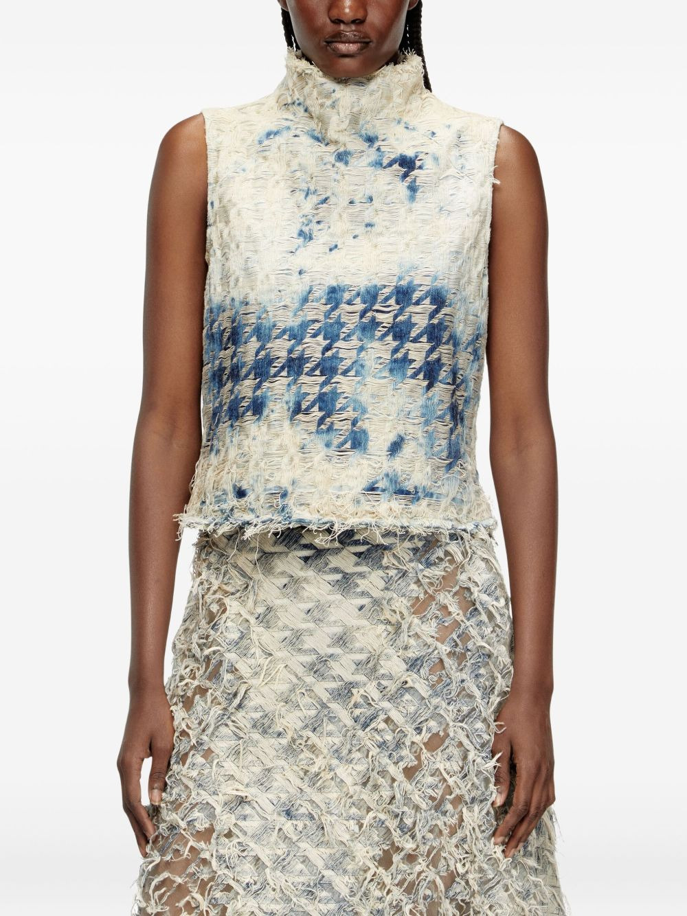 denim houndstooth vest - 3