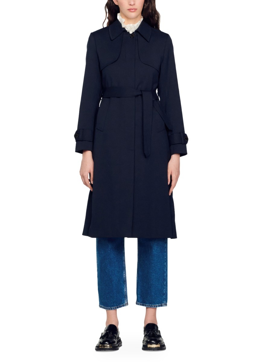 Sandro Trench coat with pleated inset 24s REVERSIBLE