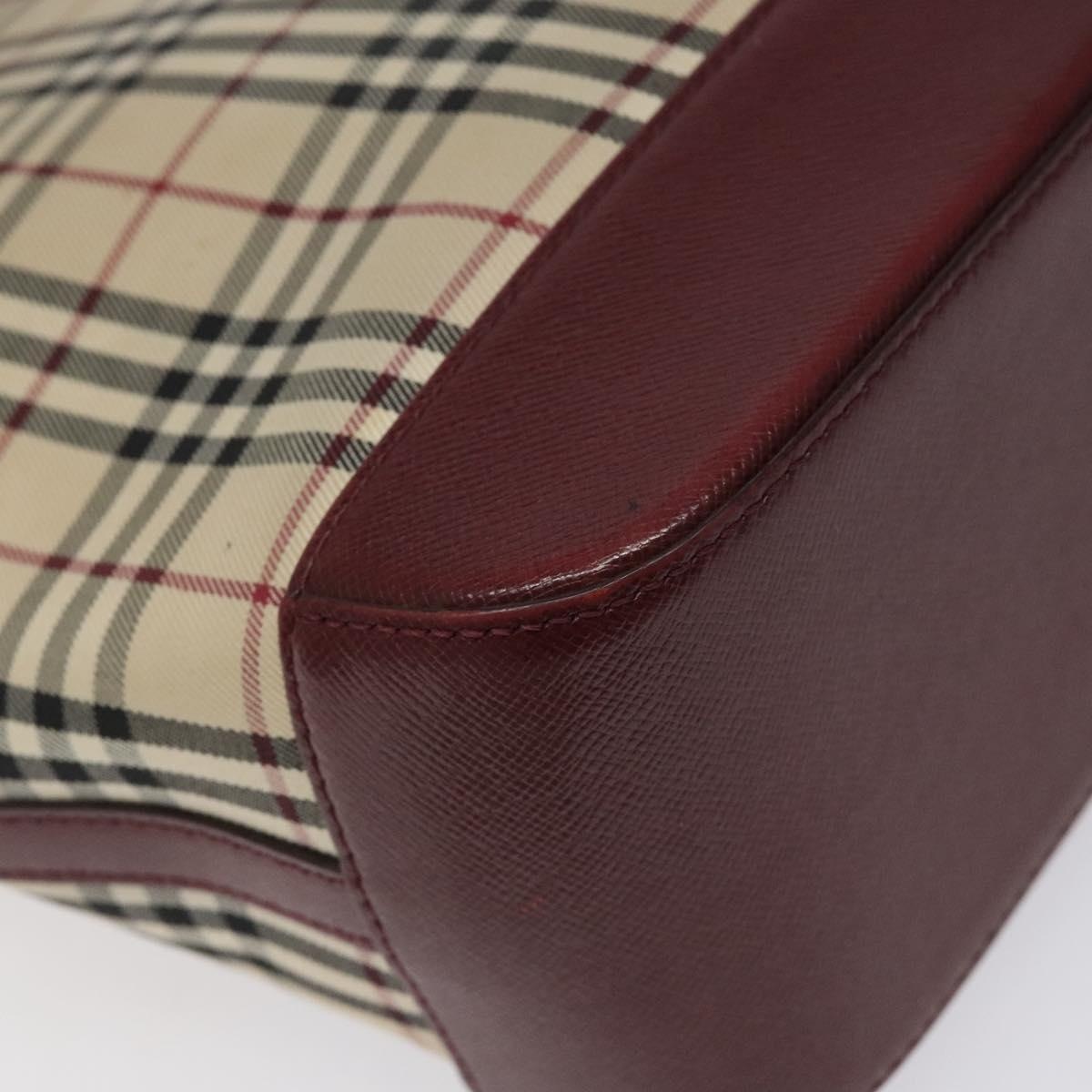 Burberry Nova Check Tote Bag Canvas Leather Beige Red Gold - 14