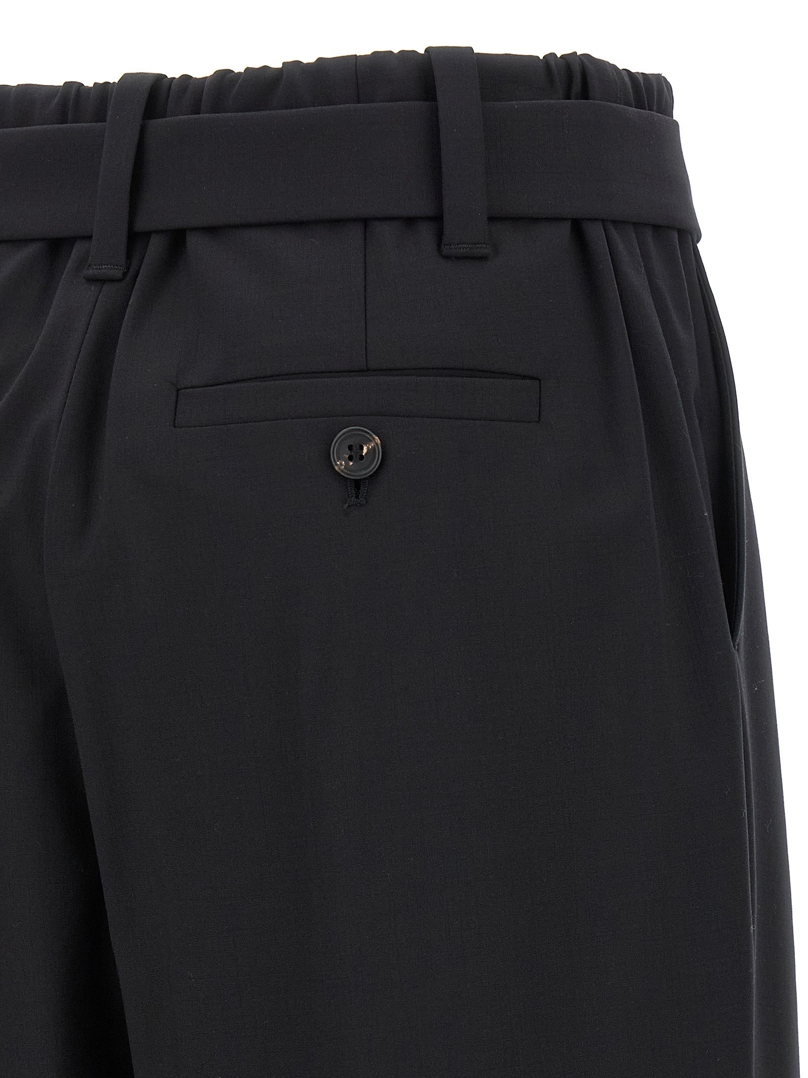 Belt Wool Pants Black - 4