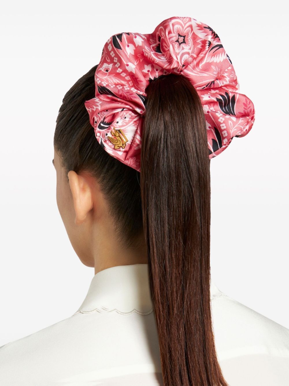floral-print silk hair band - 3