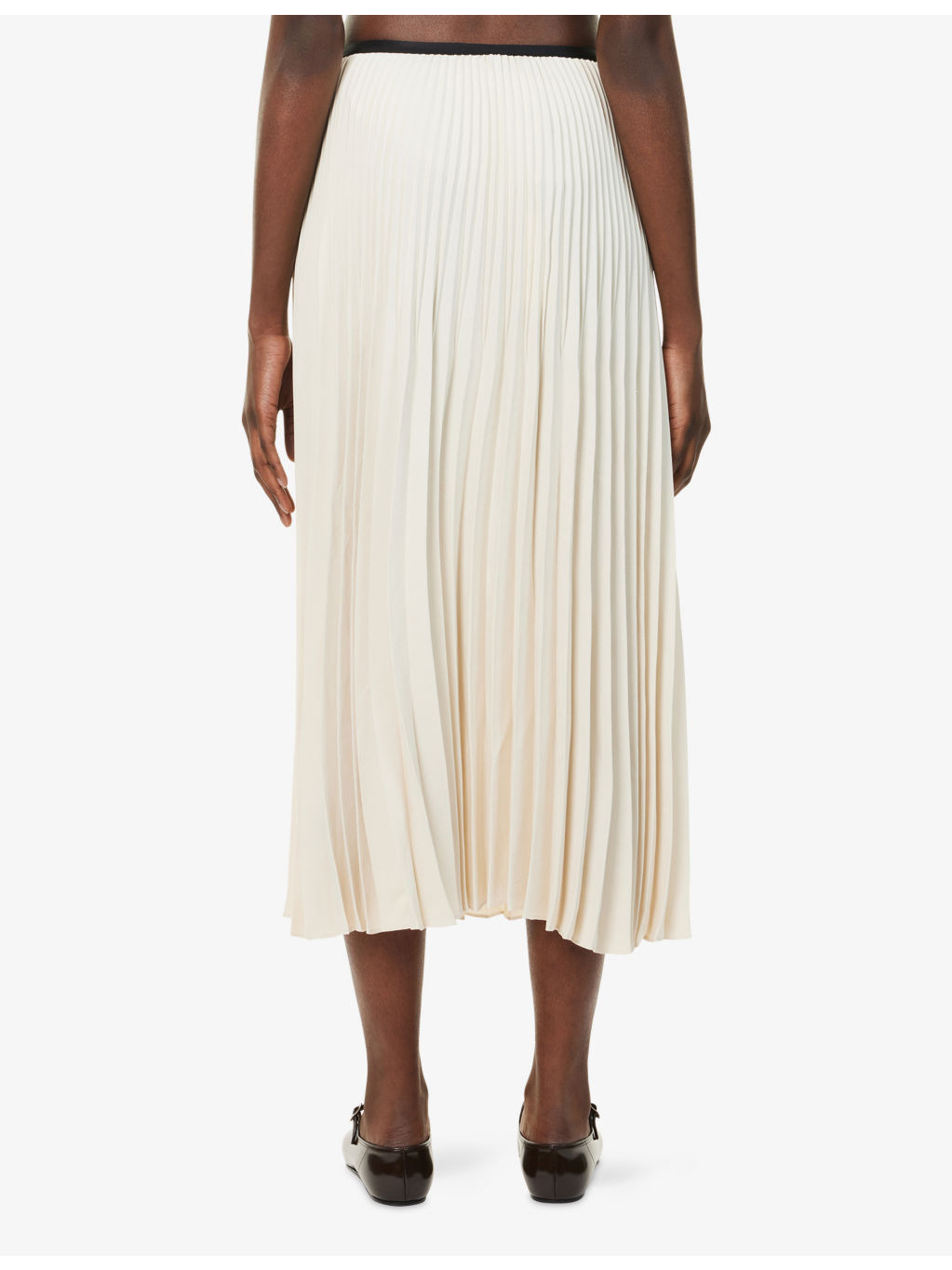 Pleated High-Waist Woven Midi Skirt - 4