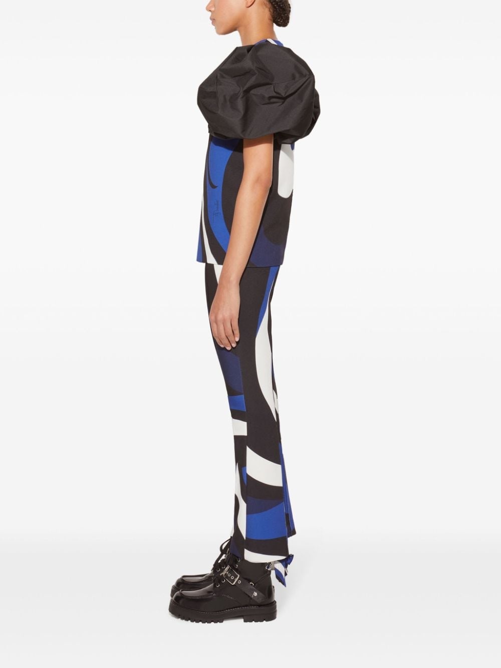 marmo-print flared trousers - 3