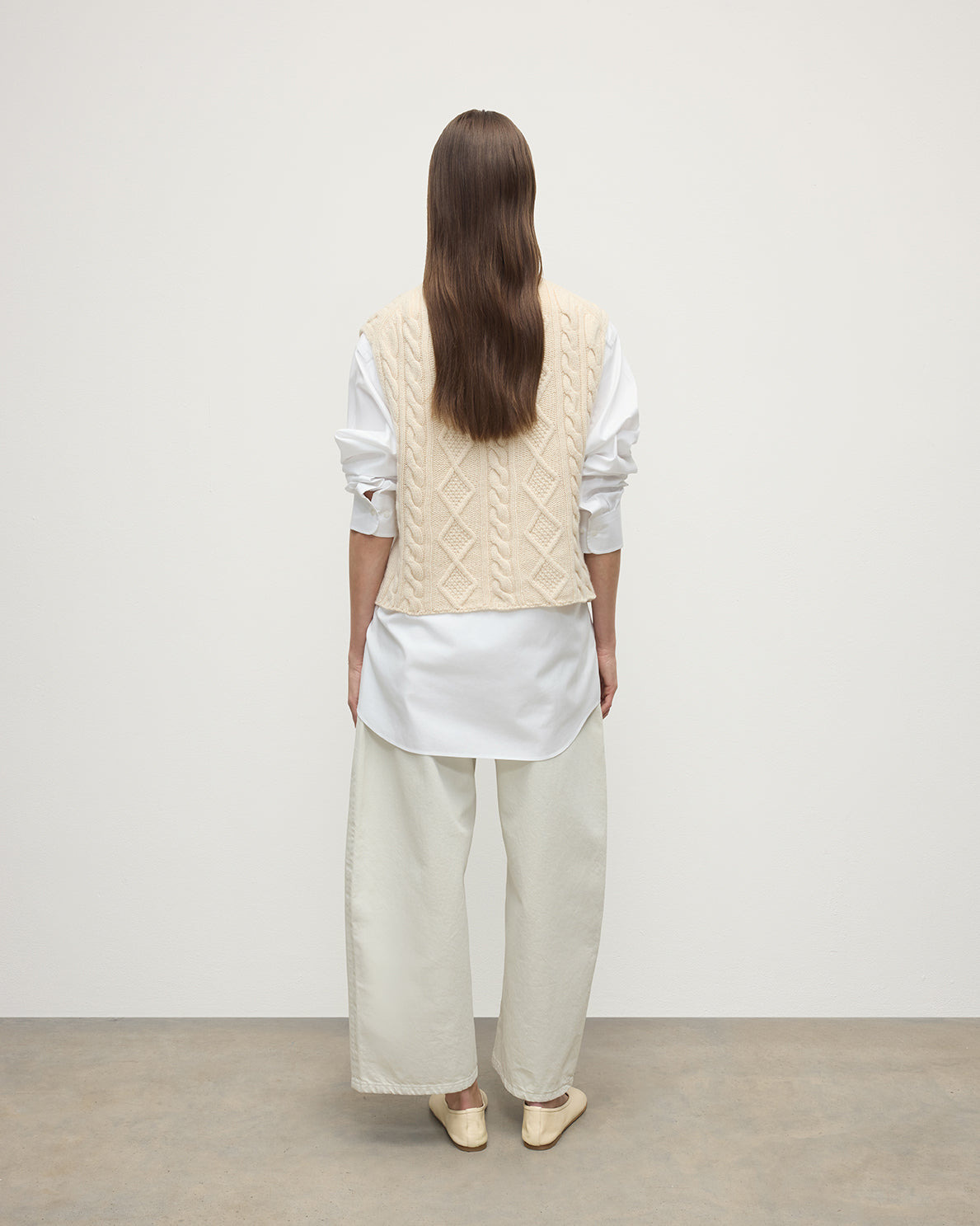 Aran Cable Cream Cashmere Tank - 4