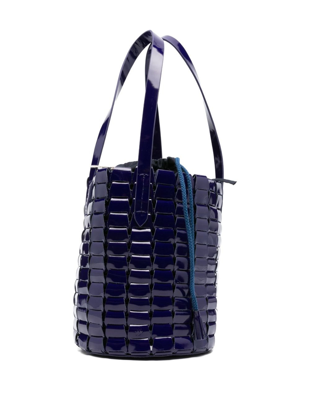 patent leather woven bucket bag - 3