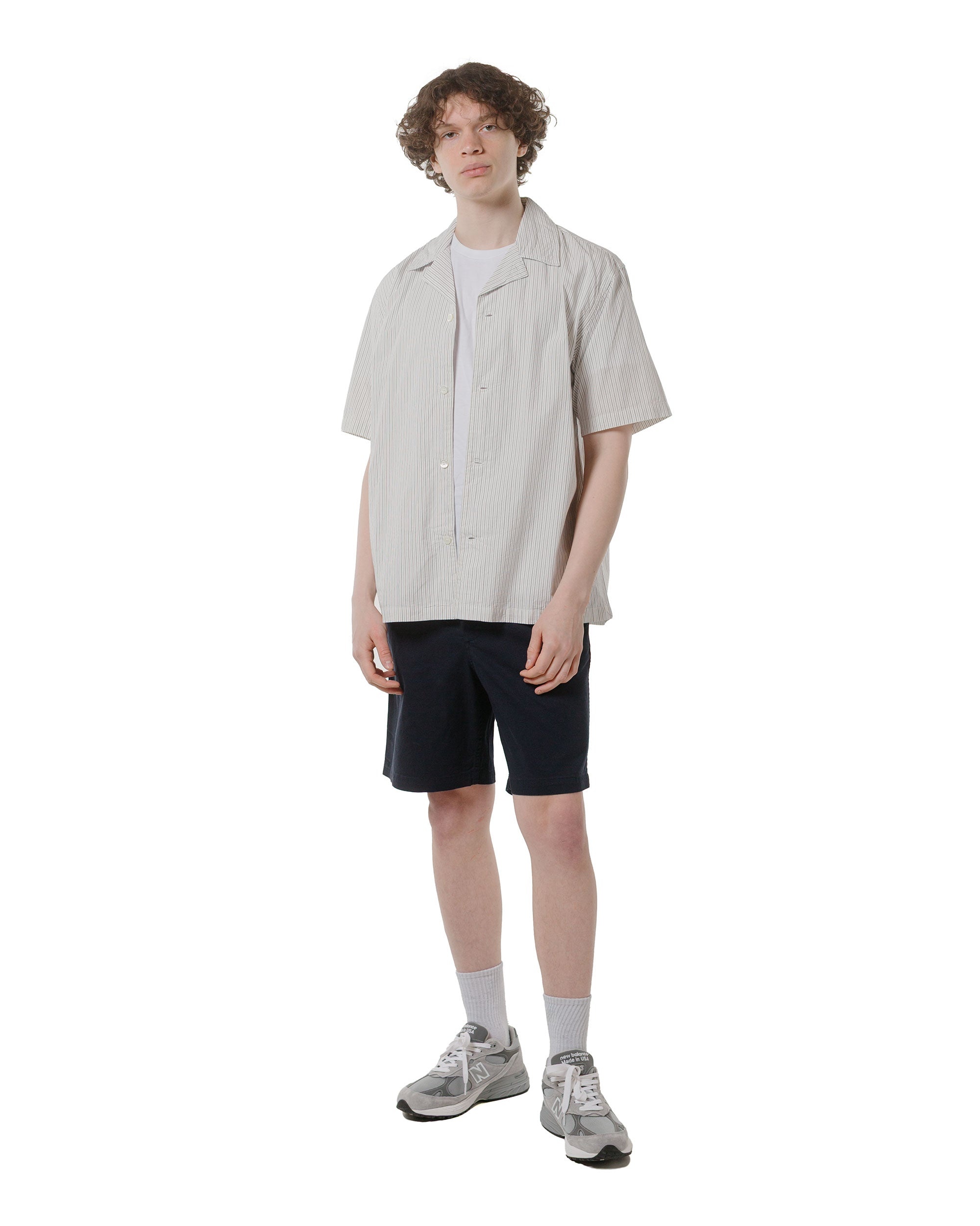 Mads Poplin Stripe SS Ecru - 4