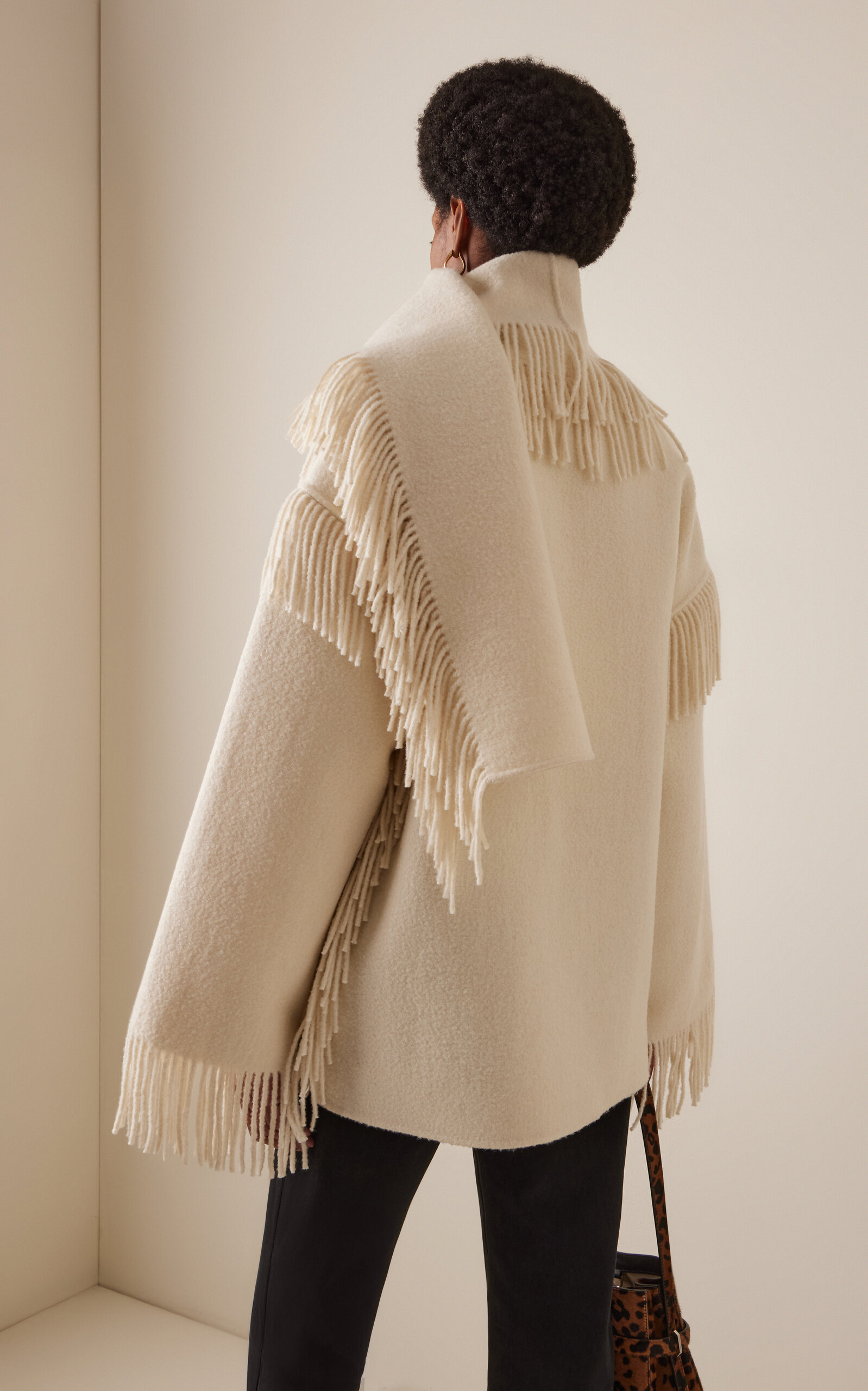 Fringed Wool Scarf Jacket ivory - 4