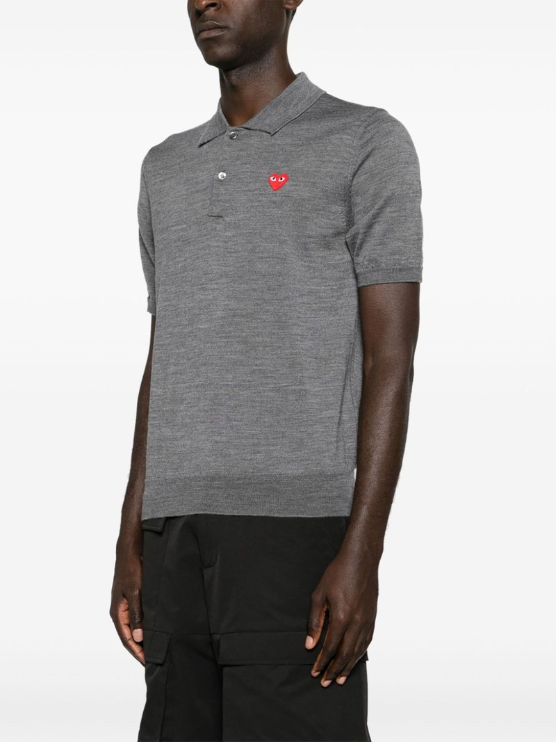 heart-patch wool polo shirt 4