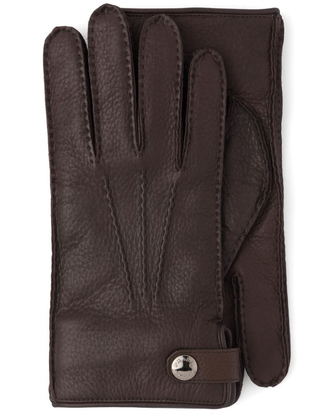 press-stud leather gloves - 1