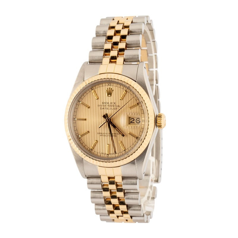 Rolex Datejust Two Tone 16013 Champagne Tapestry Dial - 2
