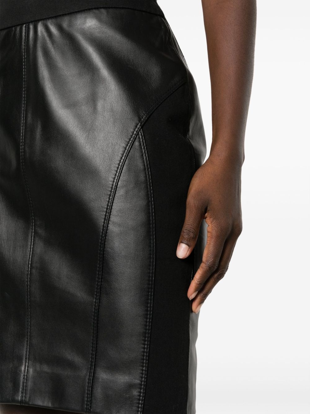 zip-fastening leather skirt - 5