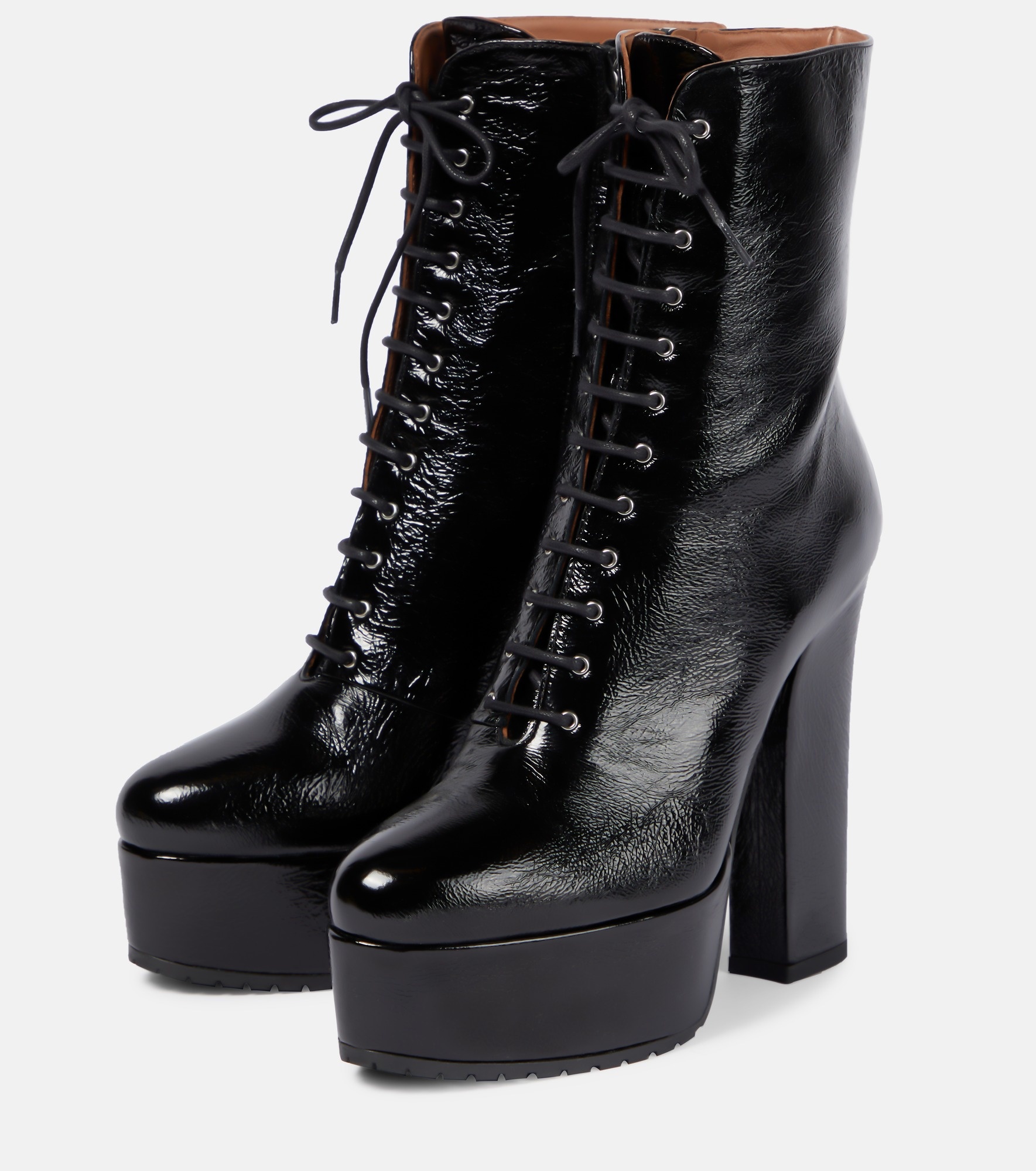 Leather platform ankle boots - 5
