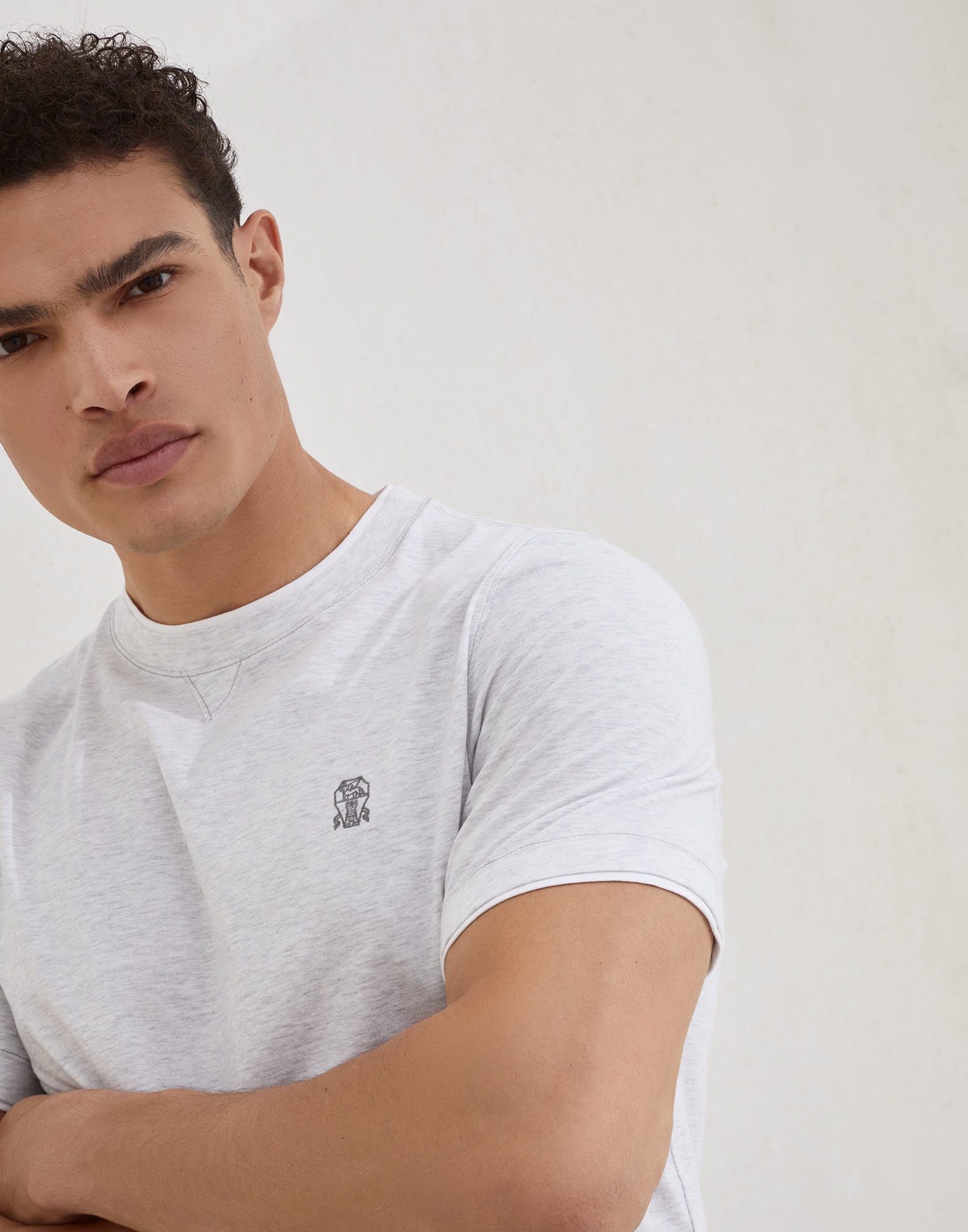 Cotton jersey crew neck T-shirt with logo and faux-layering - 3