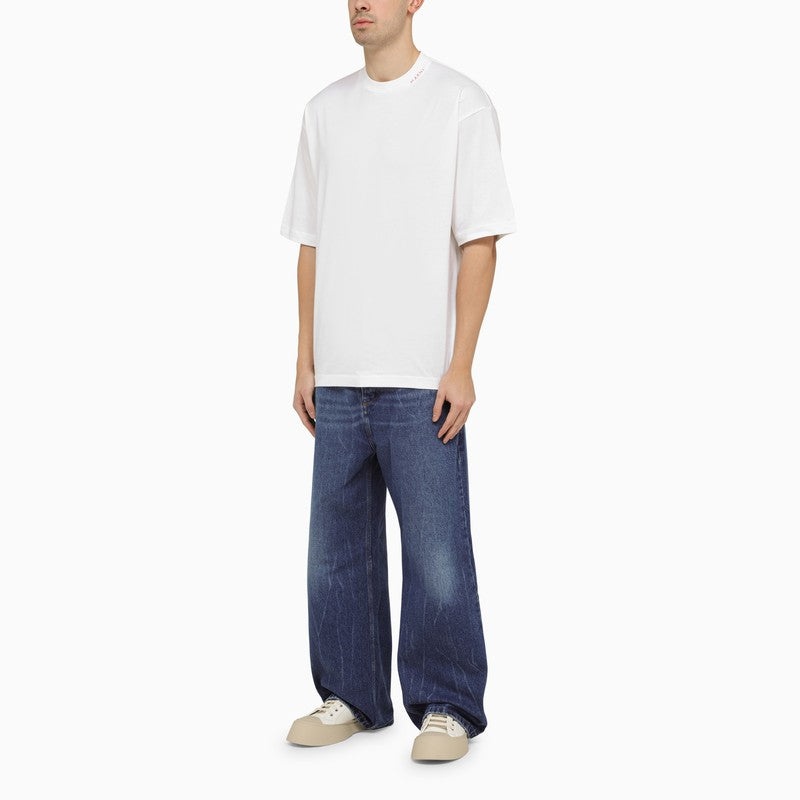 Marni White Oversize T-Shirt With Logo Embroidery Men - 3