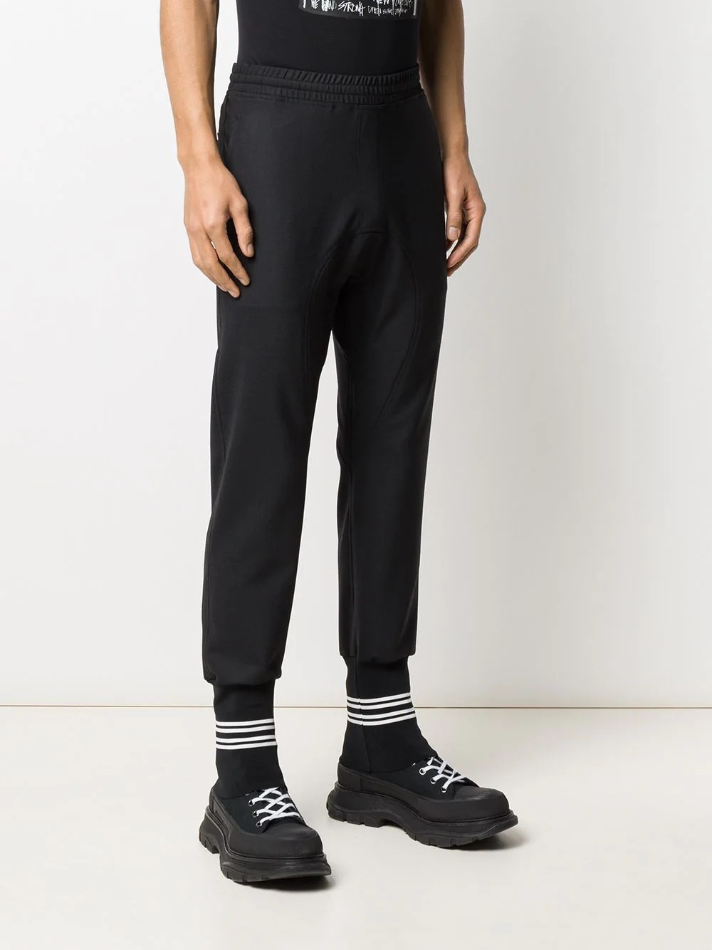 double stripe ribbed track trousers - 3