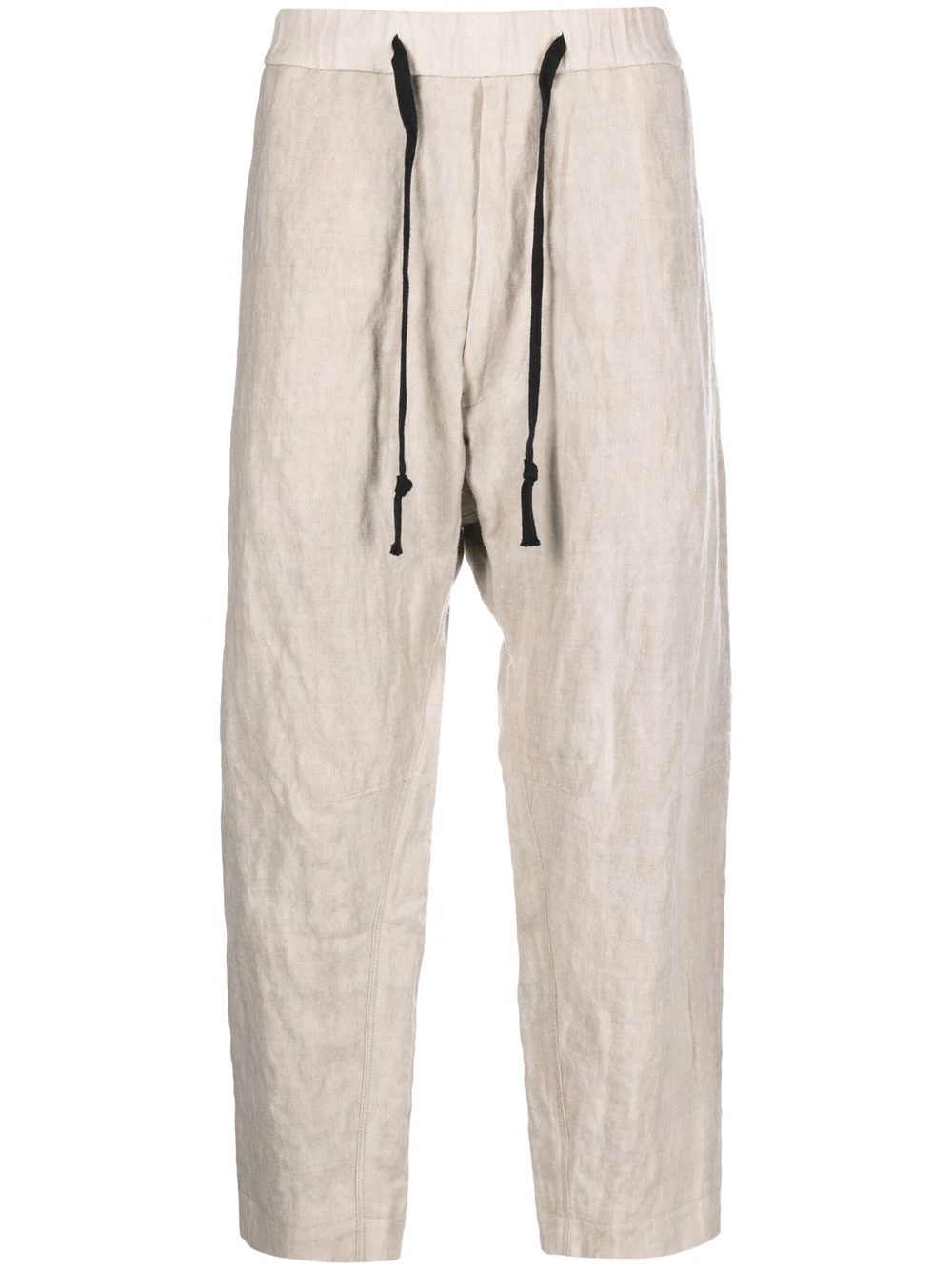 crinkled-effect drawstring tapered trousers - 1