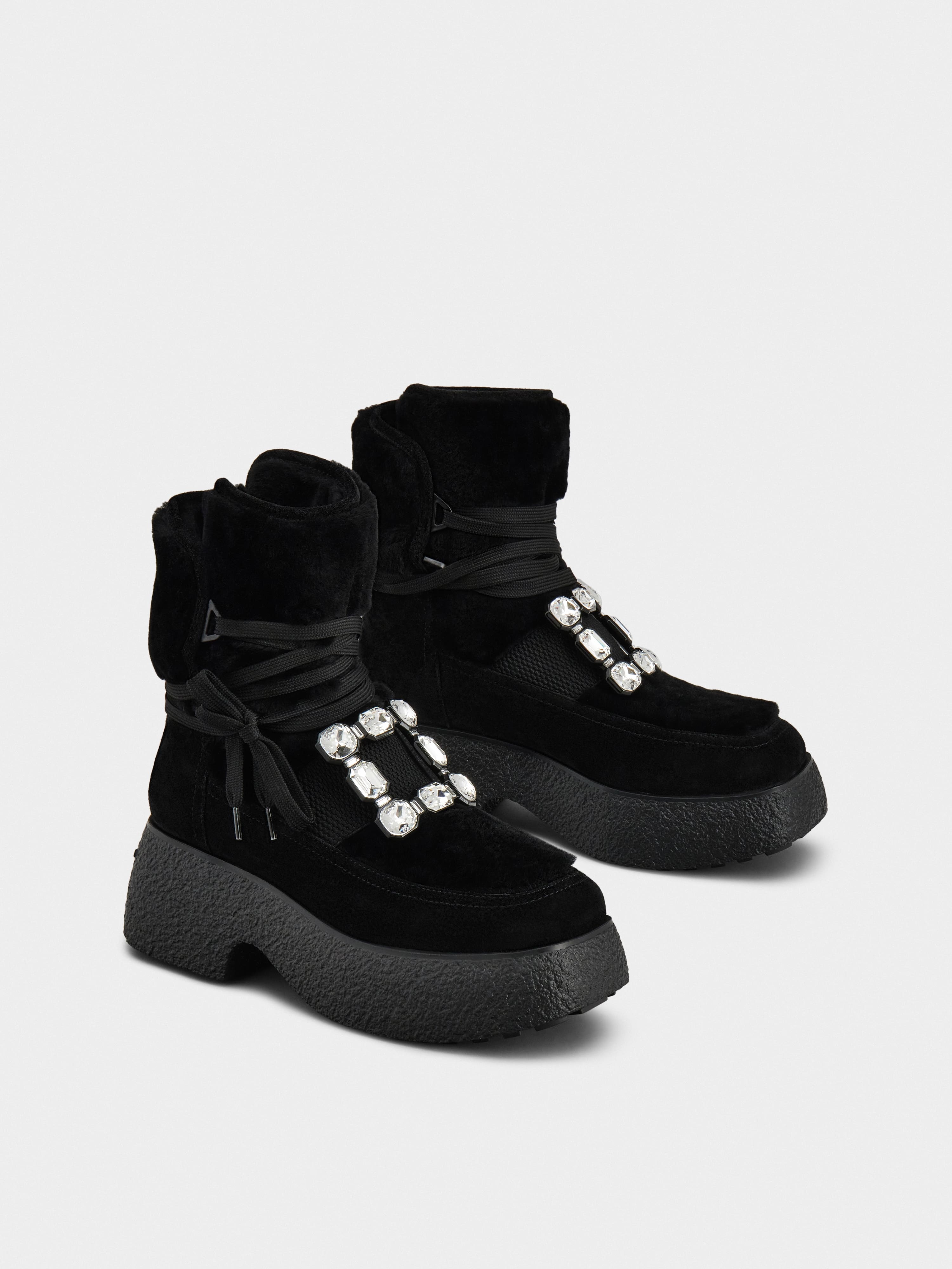 Viv' Rangers Strass Buckle Flatform Booties in Suede - 2