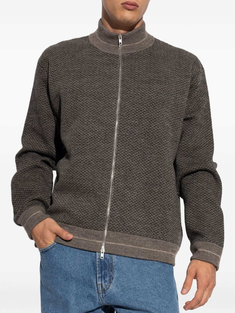 zip-front wool cardigan - 3