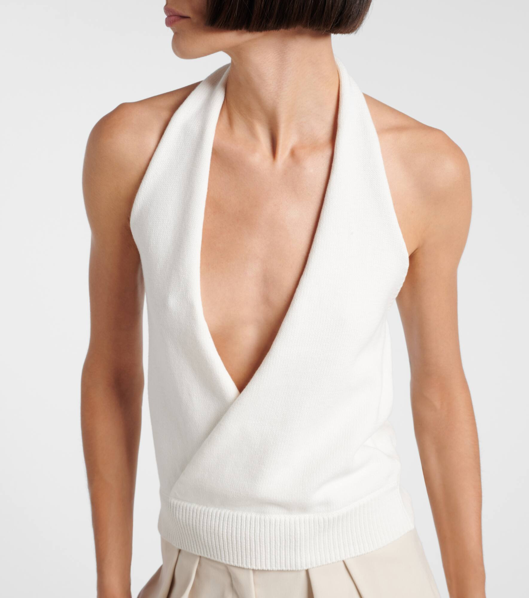 Halterneck cotton-blend top - 4