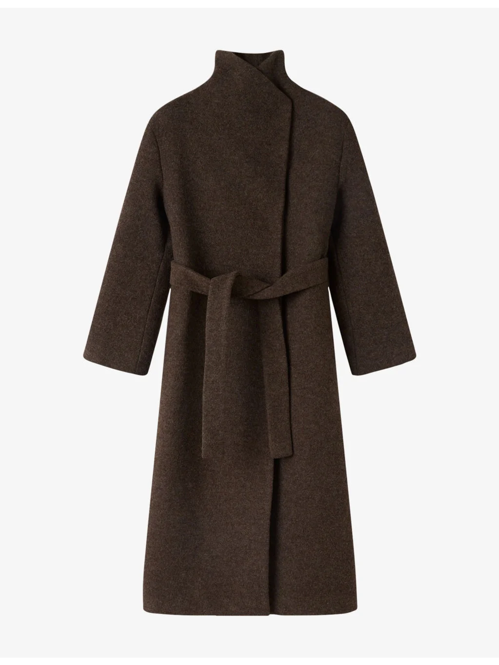 Morgana Funnel-Neck Wrap Wool Coat - 1