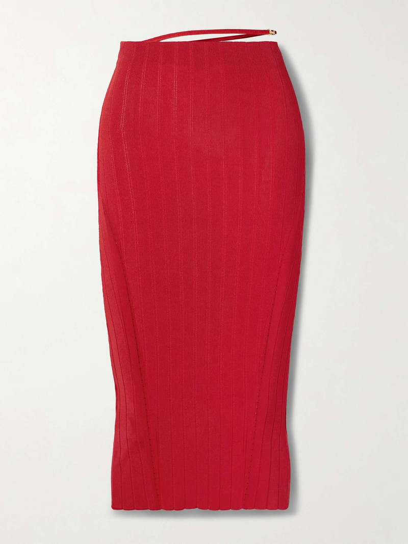 Pralu embellished ribbed-knit midi skirt - 1