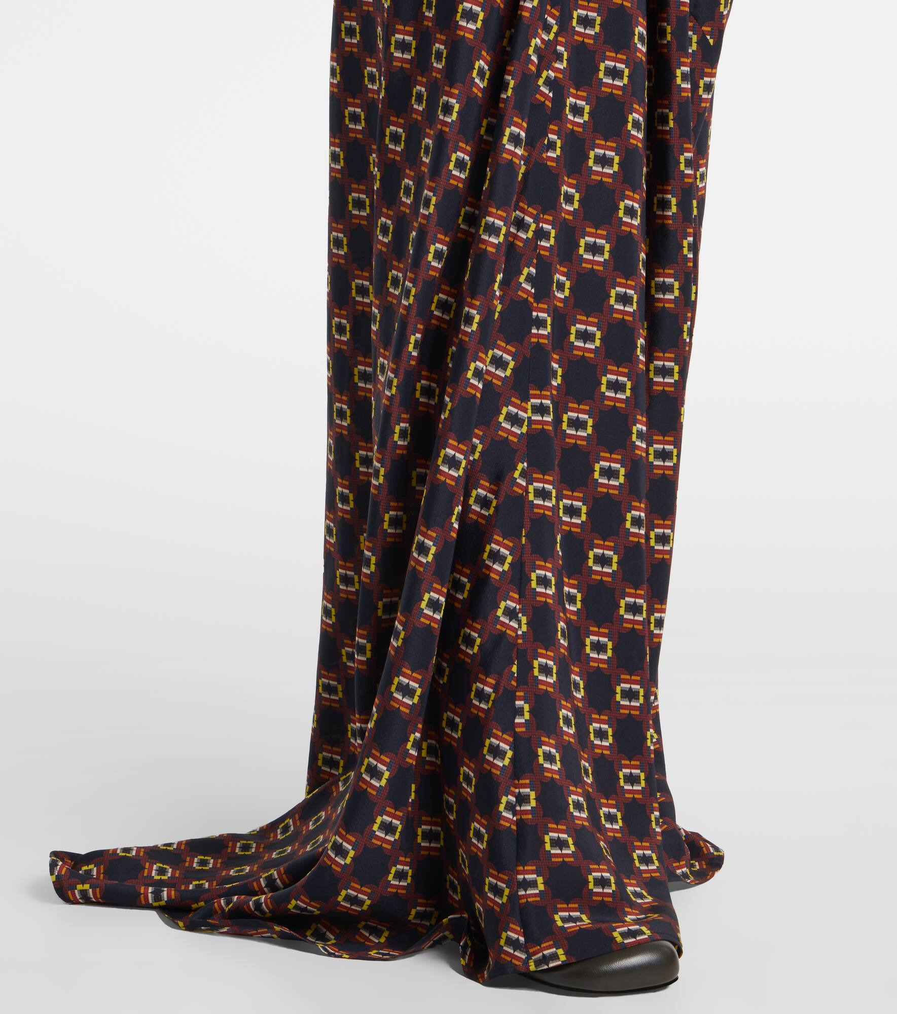 Draped printed silk skirt - 5
