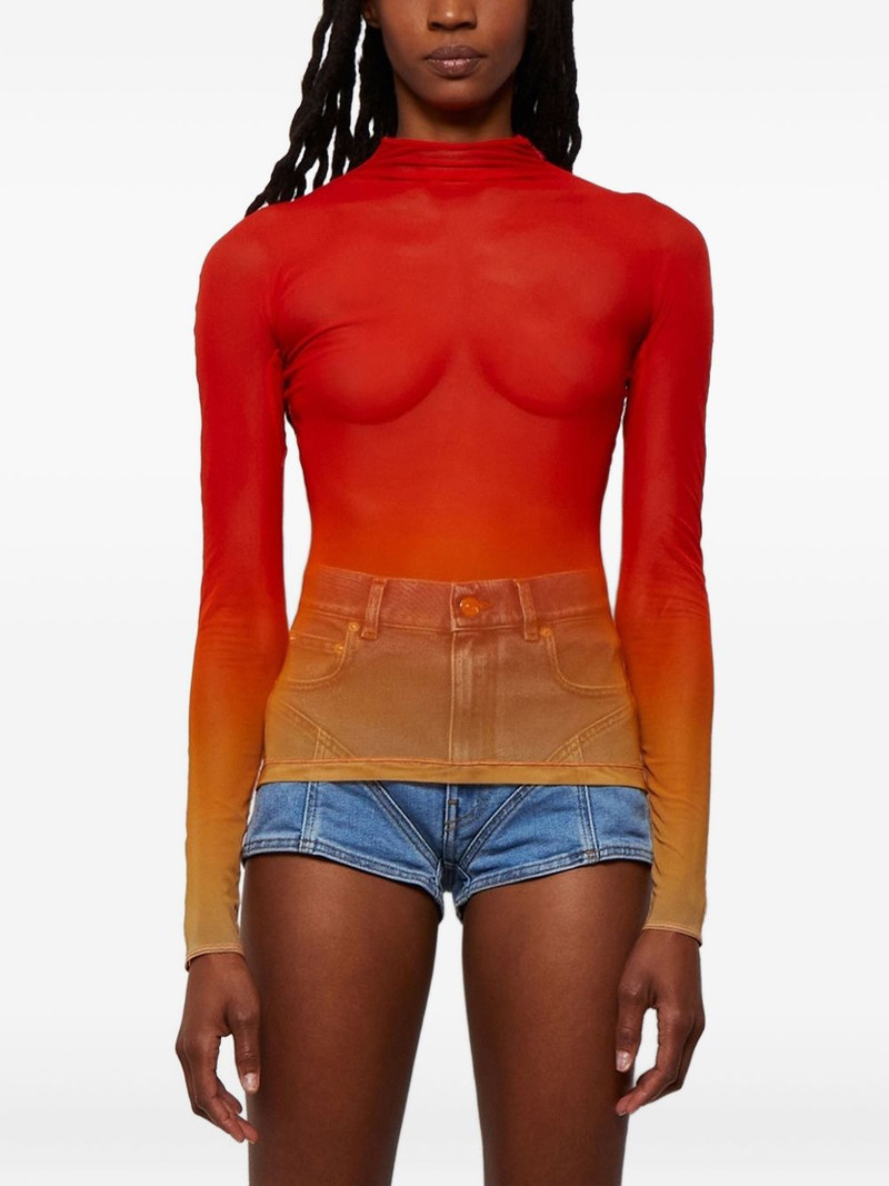 MUGLER ombre-effect mesh top outlook