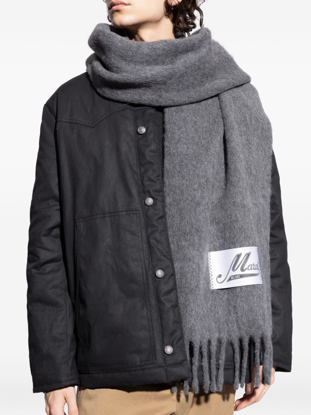 fringed logo scarf - 4