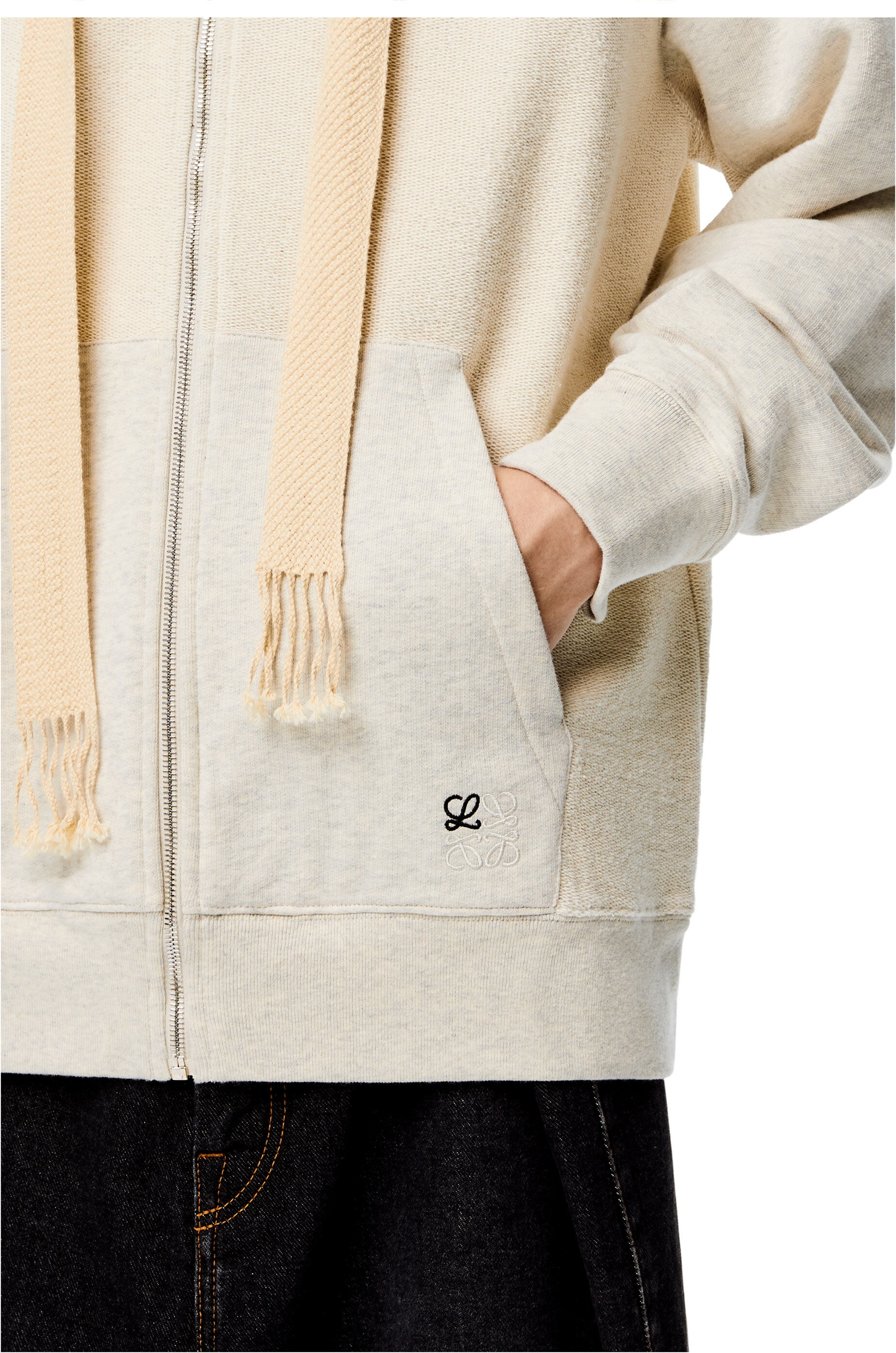 Two tone Anagram zipped hoodie in cotton - 5