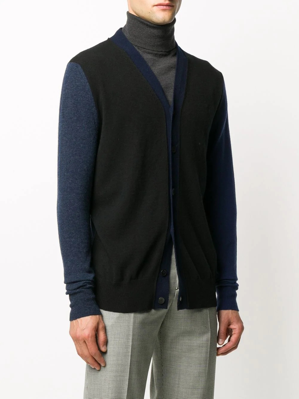 two-tone virgin wool knit cardigan - 3