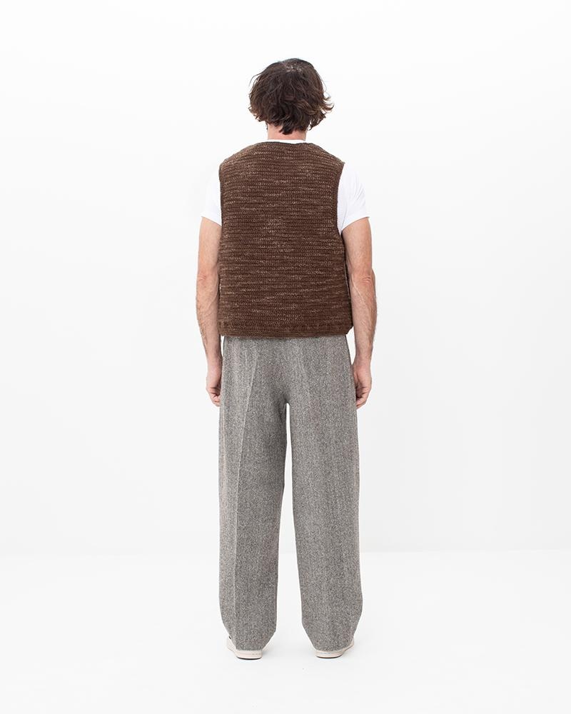 CROCHET KNIT VEST (N.D.) BROWN - 6