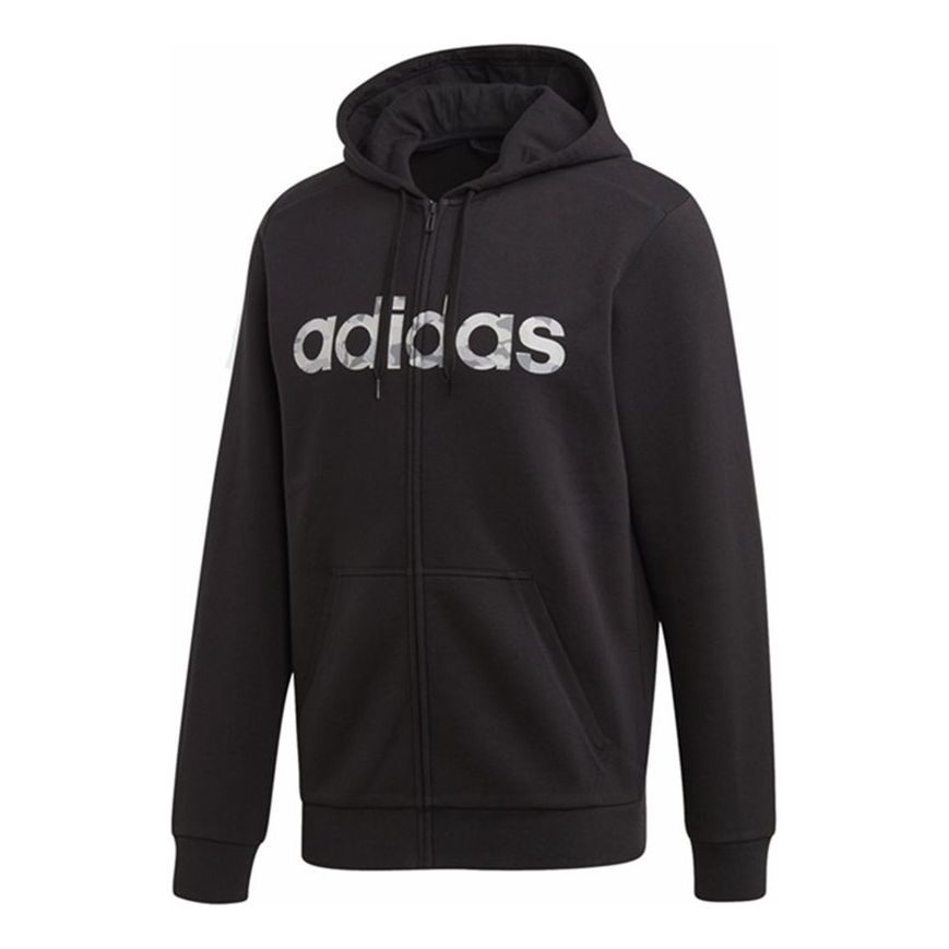 adidas Athleisure Casual Sports hooded Zipper Jacket Black EI9736 - 1