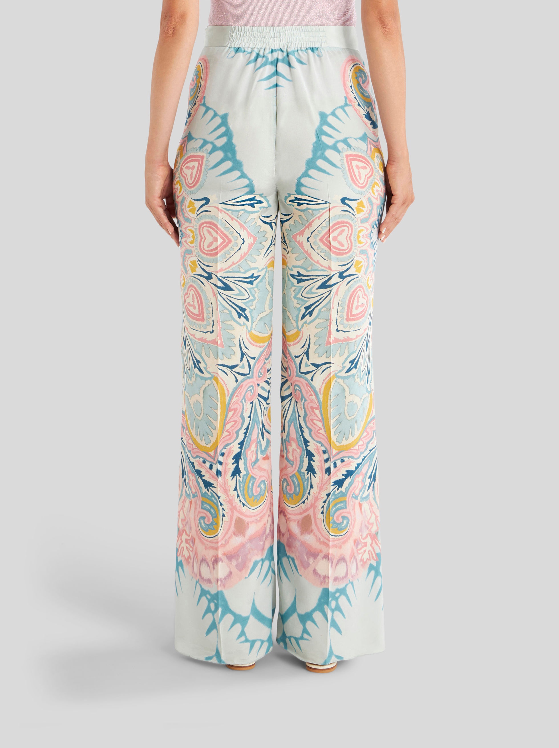 PRINTED SILK PALAZZO TROUSERS - 4