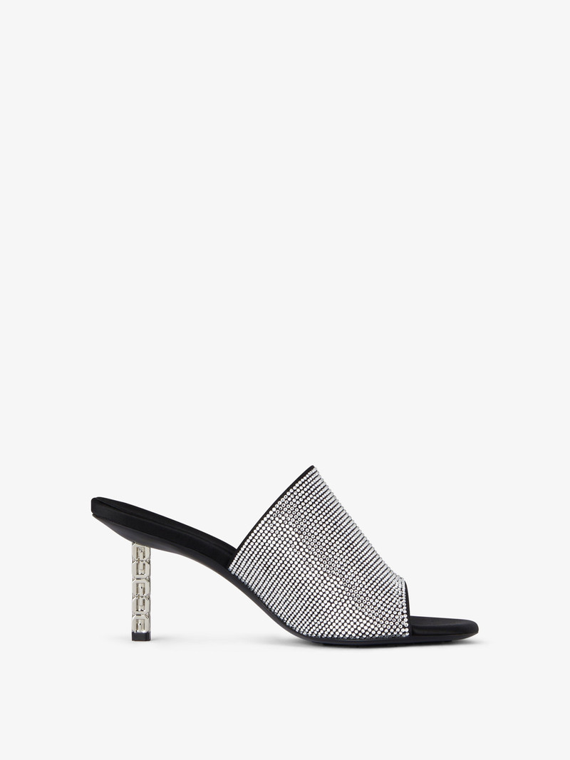 G CUBE MULES IN SATIN WITH STRASS - 1