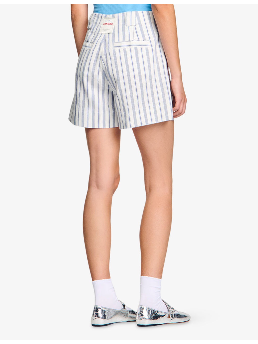Striped Mid-Rise Woven Shorts - 4