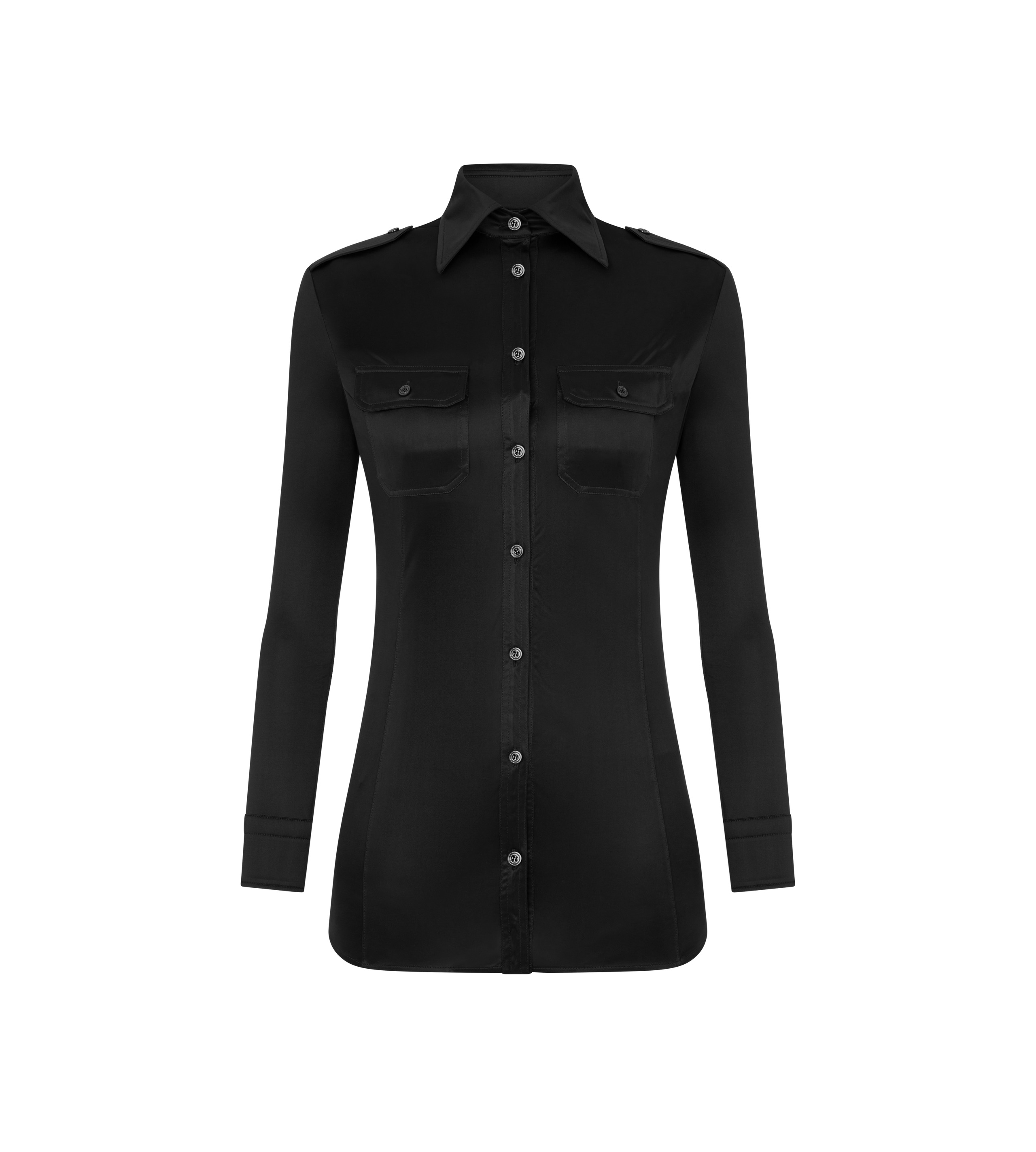 SHIMMERY JERSEY MILITARY FITTED SHIRT - 1