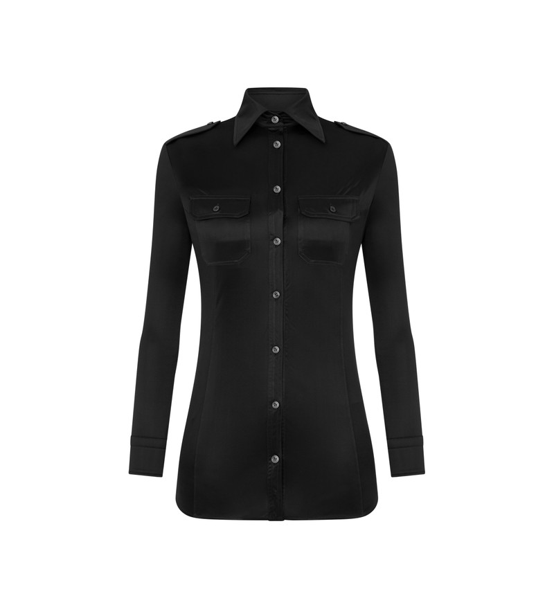 SHIMMERY JERSEY MILITARY FITTED SHIRT 1