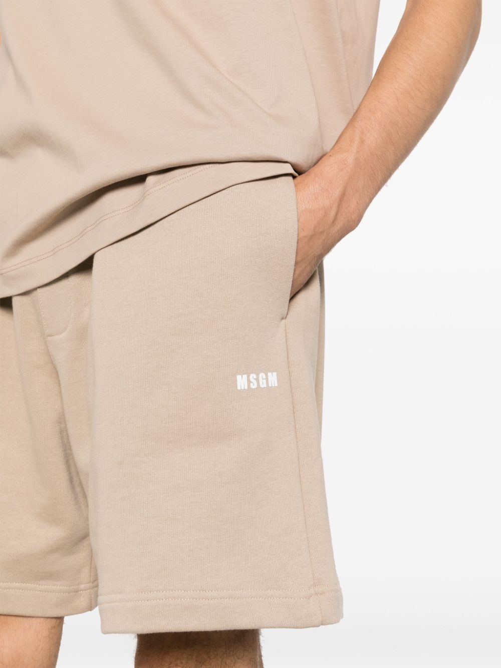 logo-print cotton track shorts - 5